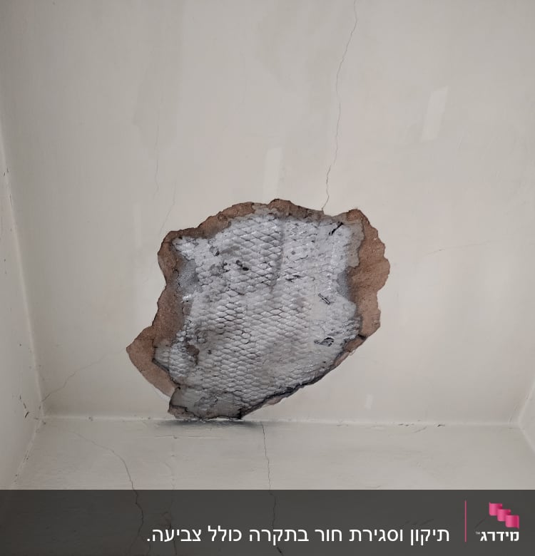 תקרה עם חור ברשת מתכת חשופה